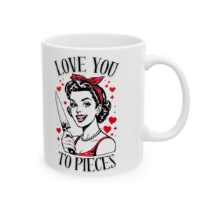 "Love You to Pieces" Ceramic Mug, (11oz, 15oz) Valentine's Day Gift for Him | Coffee Lover Gift