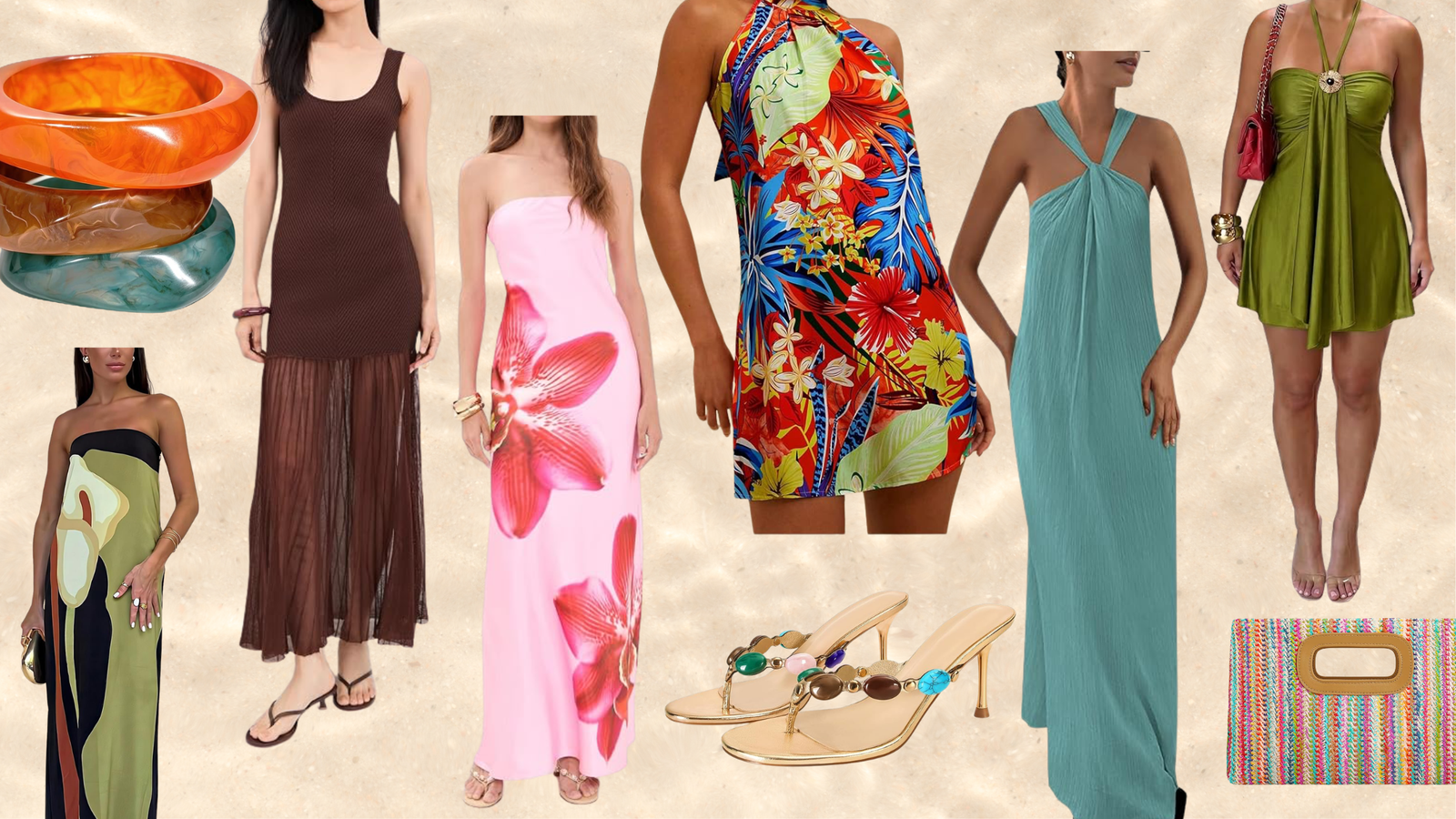 collage of what to wear to beach wedding