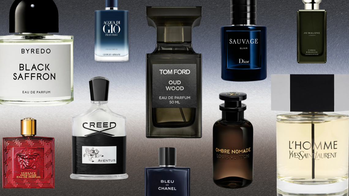 collage of colognes perfect for Dad on Father's Day