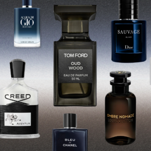 collage of colognes perfect for Dad on Father's Day