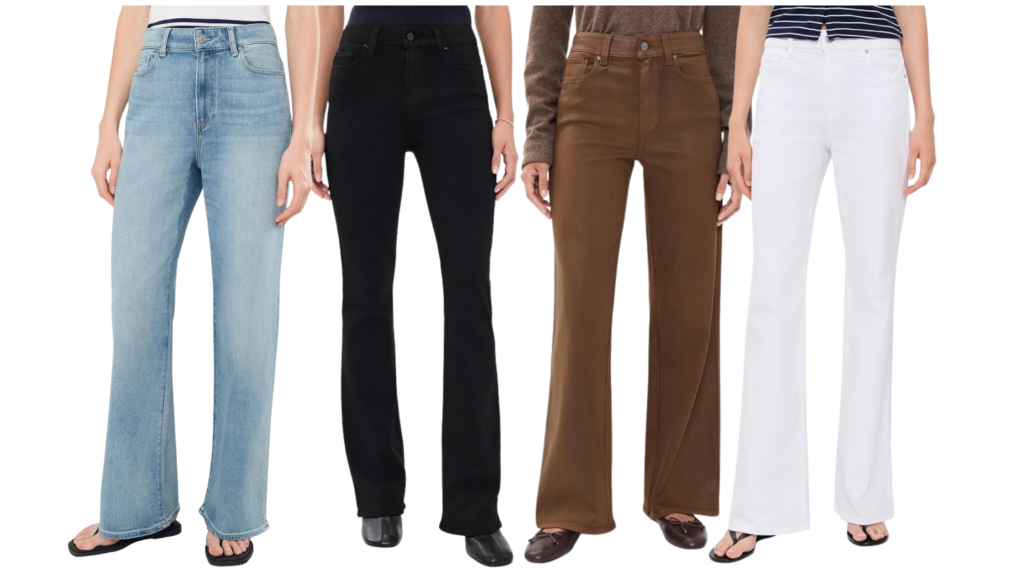 collage of jeans from designer Paige