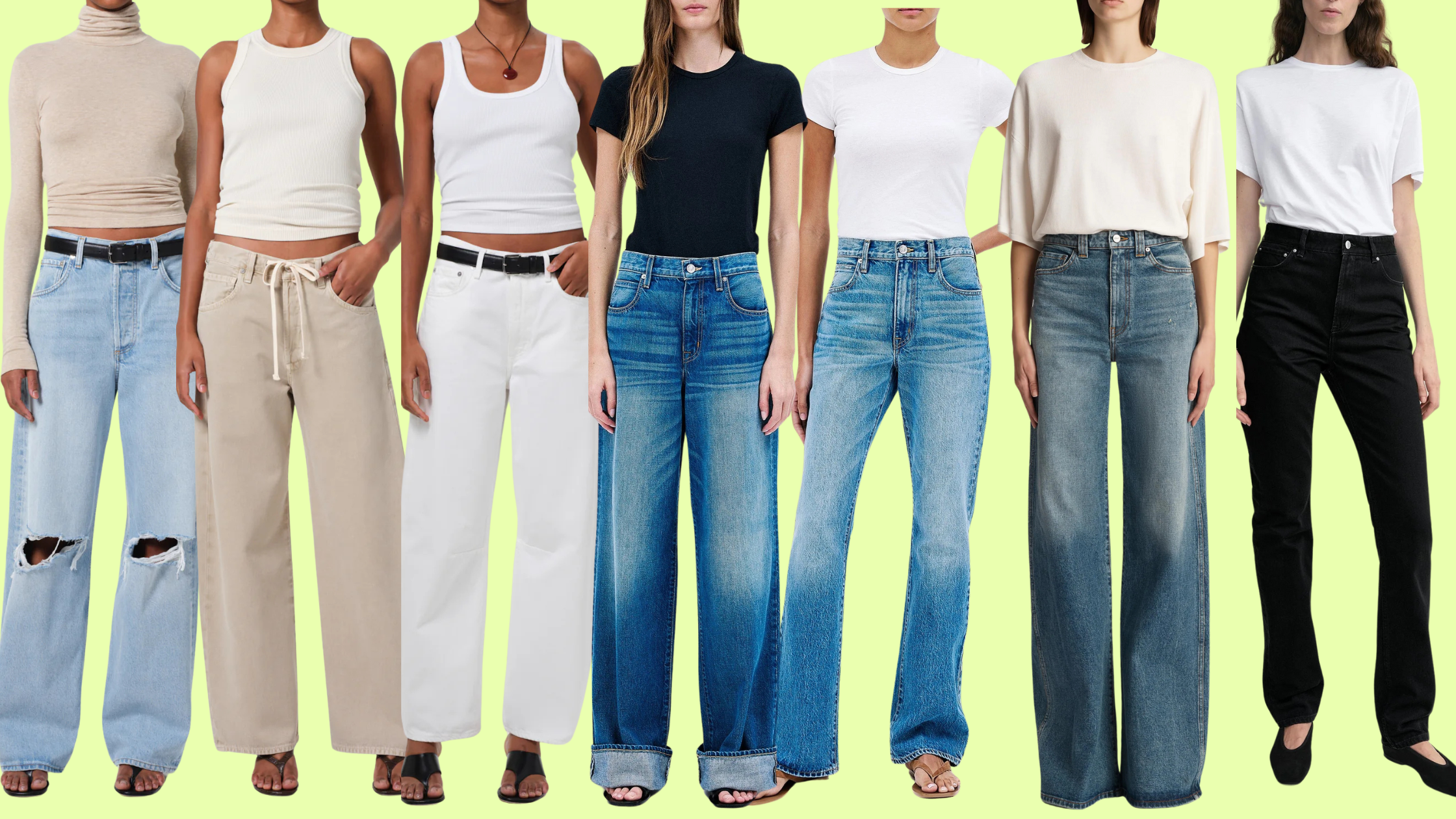 collage of designer jeans