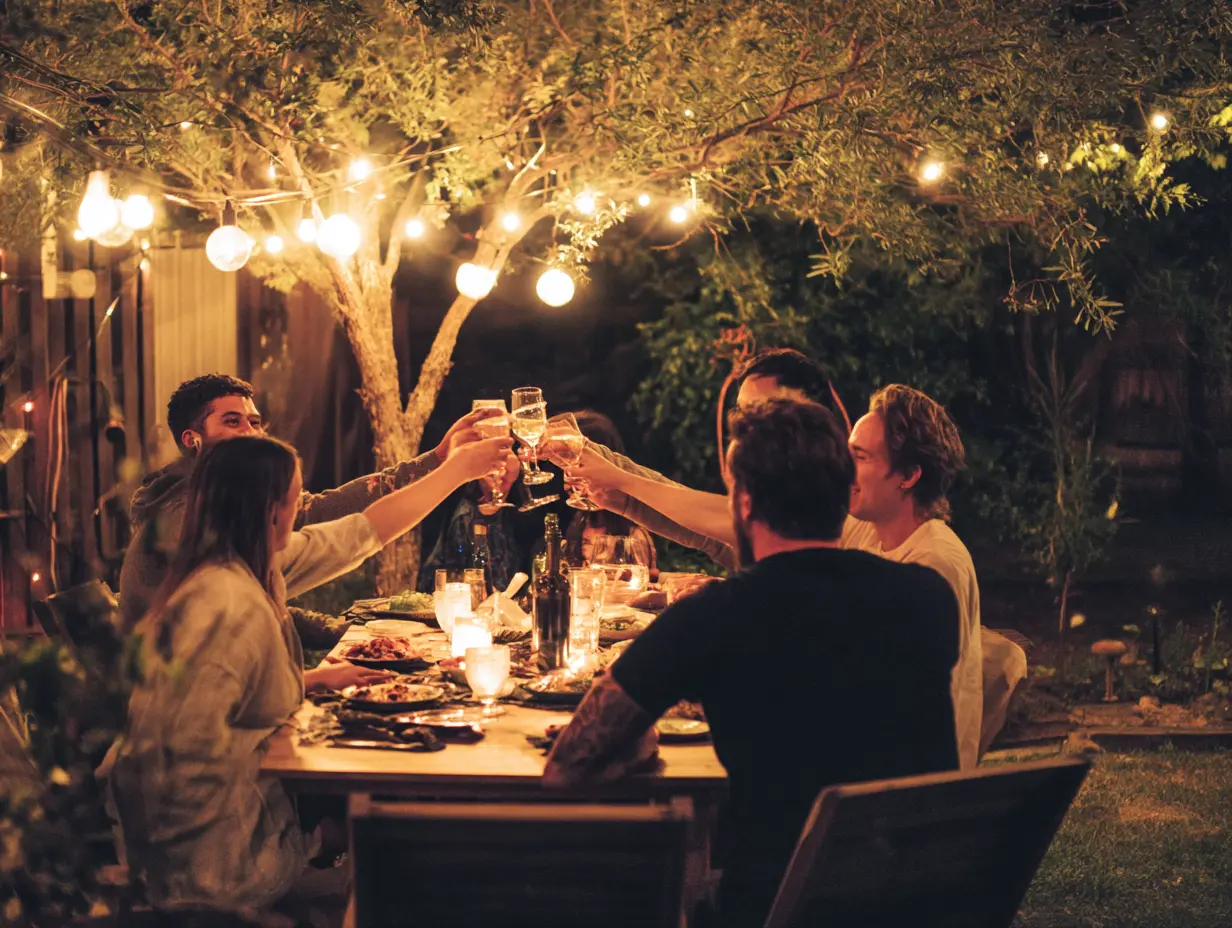 photo of friends celebrating outdoors