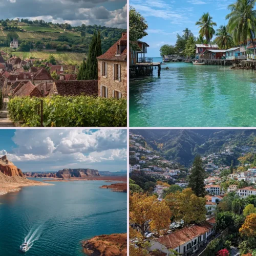 collage of travel destinations for the "cool girl"