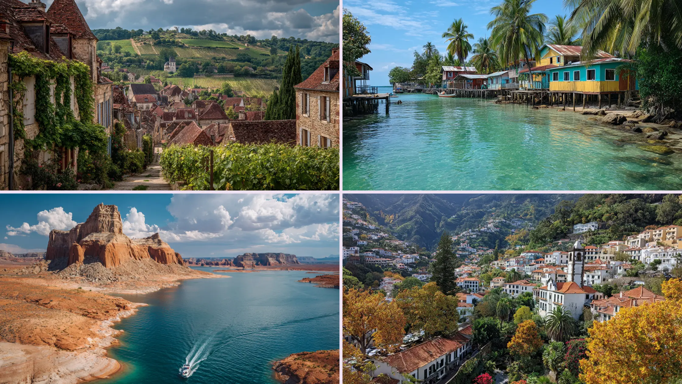 collage of travel destinations for the "cool girl"