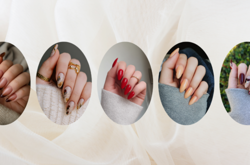 collage of Fall Almond Nail Inspo