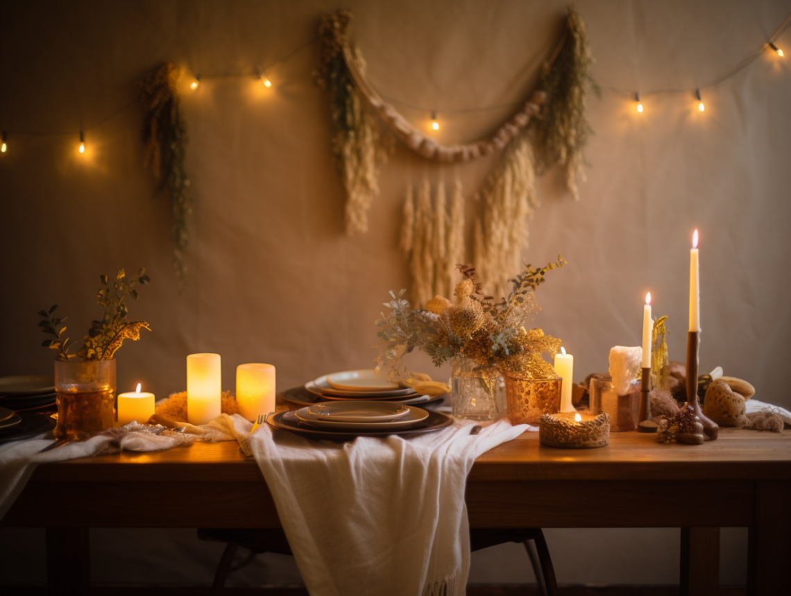 scene of a fall themed tablescape